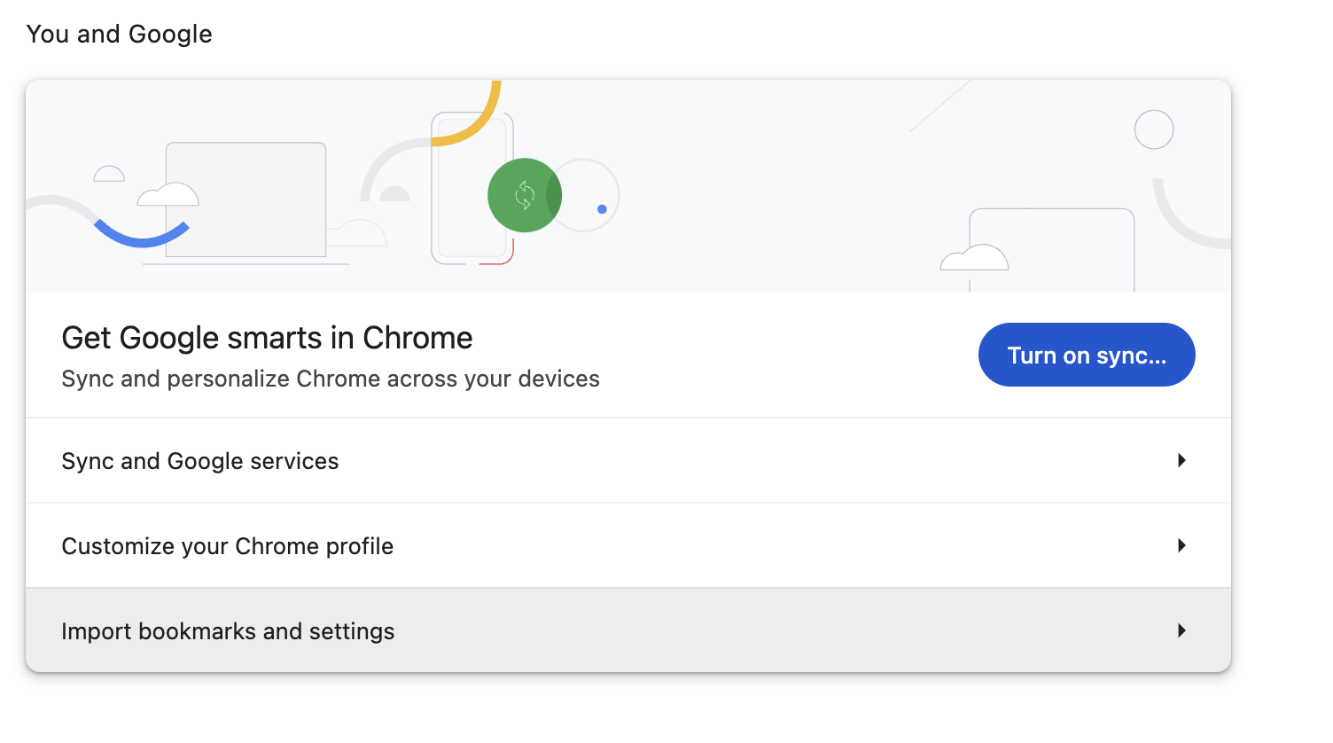 Google Chrome Import Bookmarks and Settings